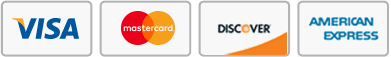 Visa, Mastercard, American Express and Discover accepted